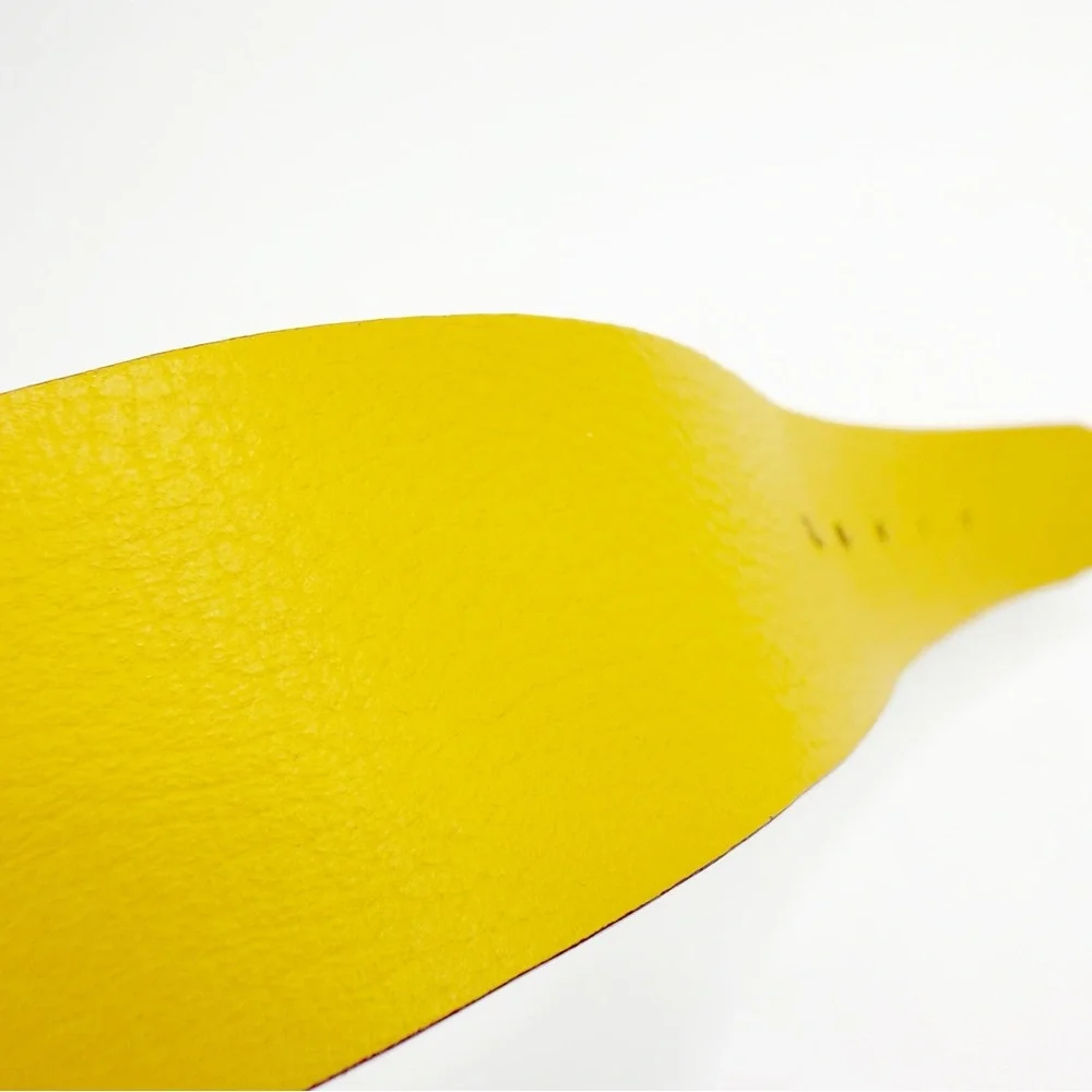 Reversible Yellow & Camel Belt With Oversized Gold Bamboo Buckle